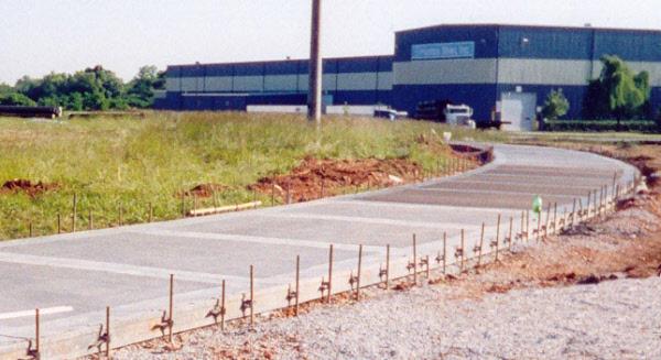 Plastic forms used for pouring sidewalk